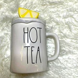 🆕️ Rae Dunn "HOT TEA" Coffee Cocoa Mug with Lemon Topper Lid
